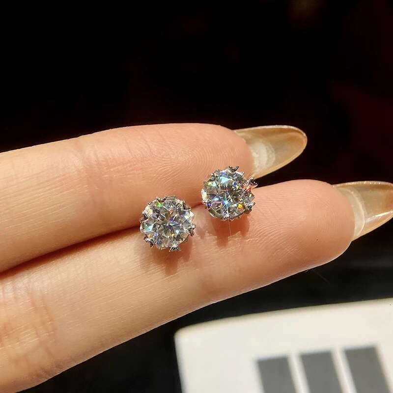 GRA 0.5-1CT Brilliant Snowflake Real Moissanite Diamond Stud Earrings For Women Real 925 Sterling Silver Wedding Fine Jewelry
