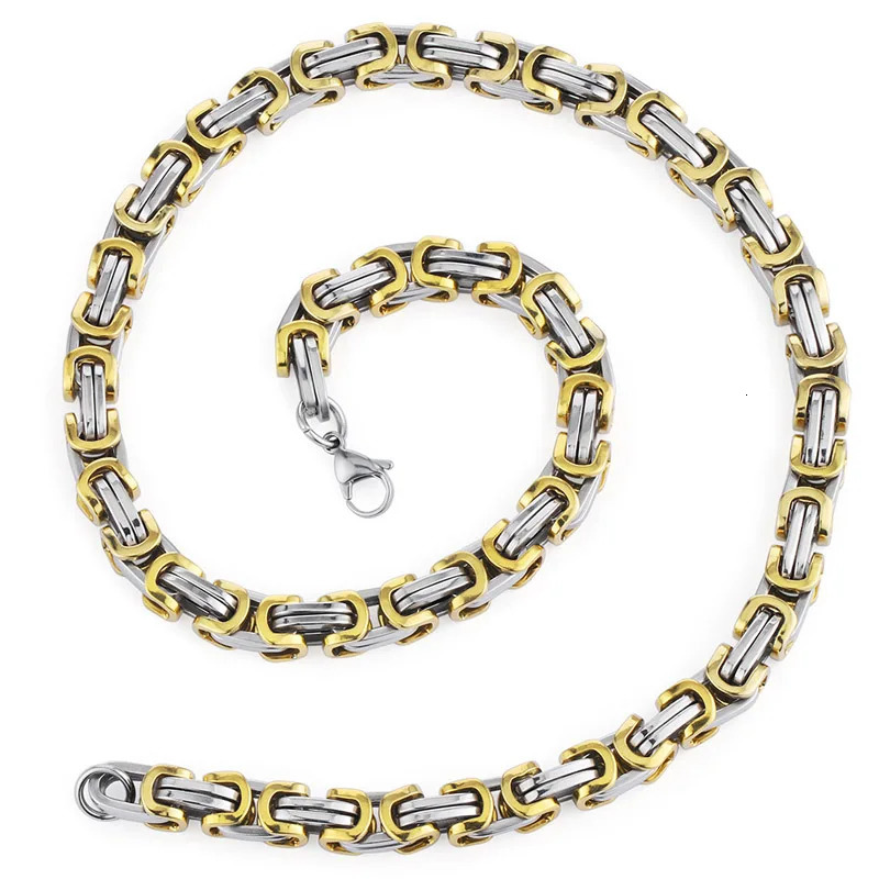 Men Stainless Steel Link Chains Necklace Multicolor Byzantine Strong Heavy Long Chain Necklaces Hip Hop man Punk Jewelry 251110