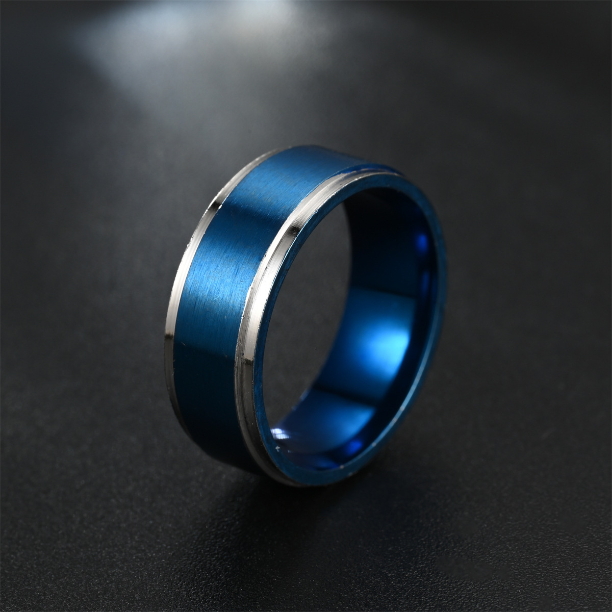European and American Fashion New High-end Elegant Noble Black Grooved Colorful Men's Dominant Ring Manufacturer Sale