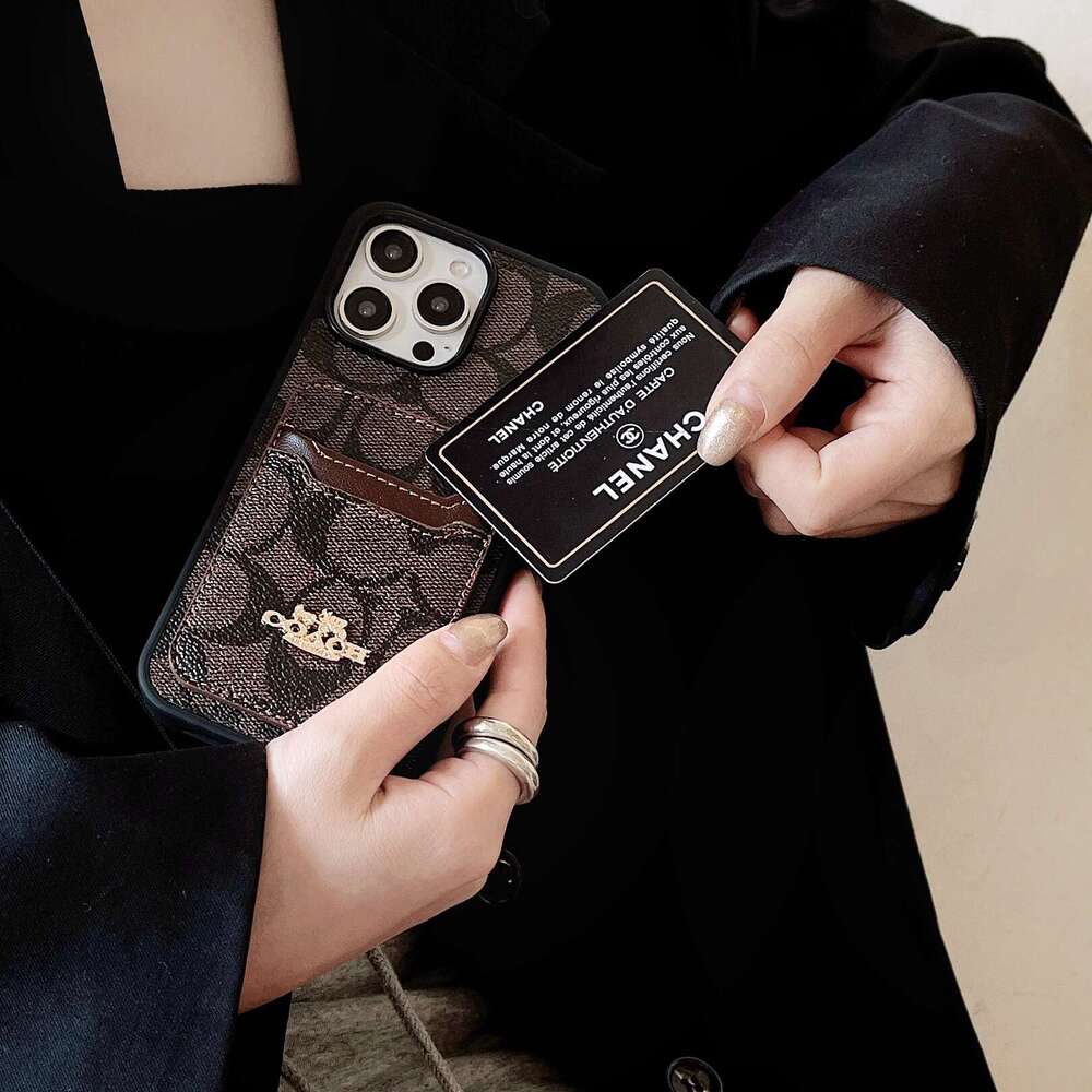 DHelectronics Trendy Brand Patchwork Dual Slot iPhone 17 Case Coin Card Holder 14 Protection 16 Pro Max Shockproof