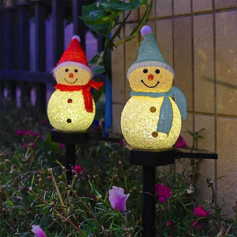 LED Snowman Solar Garden Light Outdoor Ground Stake Light Solar Powered Xmas Pathway Lights for Christmas Lawn Yard Decoration M251113