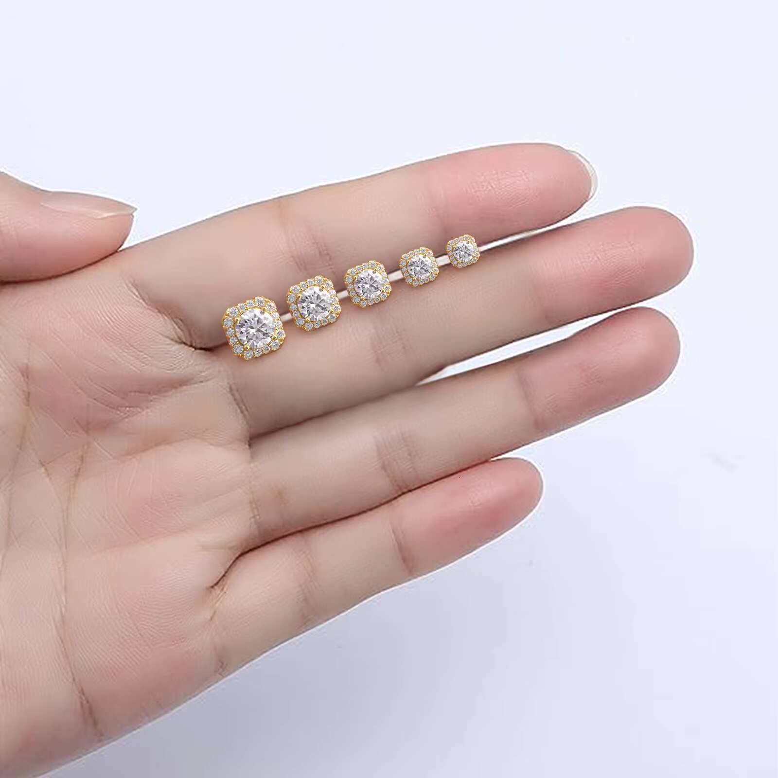Gold Plate 925 Sterling Silver Flower Moissanite Earrings Moissanite Diamond Earrings