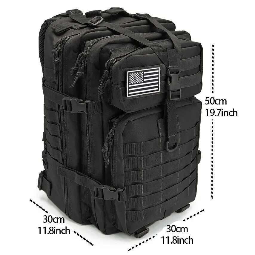 Qt&Qy 50L Man Tactical Backpacks Survival Traveg Bags Hking Outdoor 3P Assault EDC Molle Pack For Trekking Hunting Bag