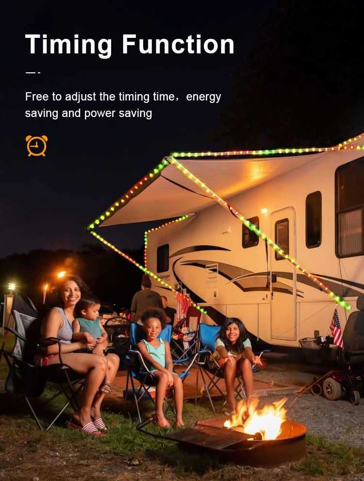 GGbingo LED Camping Strip Light RGB Smart APP Waterproof Light USB Rechargeable Storable Atmosphere String Lamp for Outdoor Tent W251112