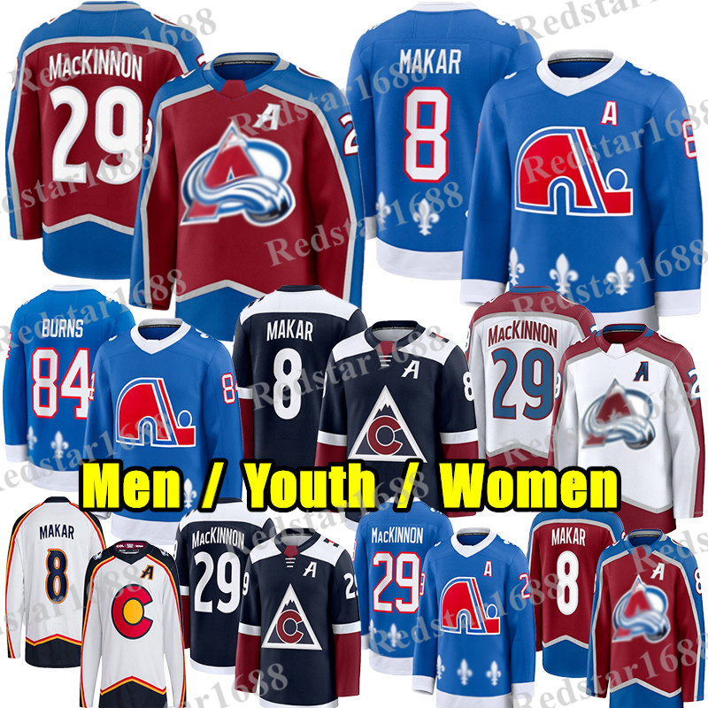 #29 Nathan MacKinnon colorado hockey avalanches jersey #8 Cale Makar Martin Necas Brent Burns Gabriel Landeskog Gavin Brindley Nichushkin Devon Toews jerseys