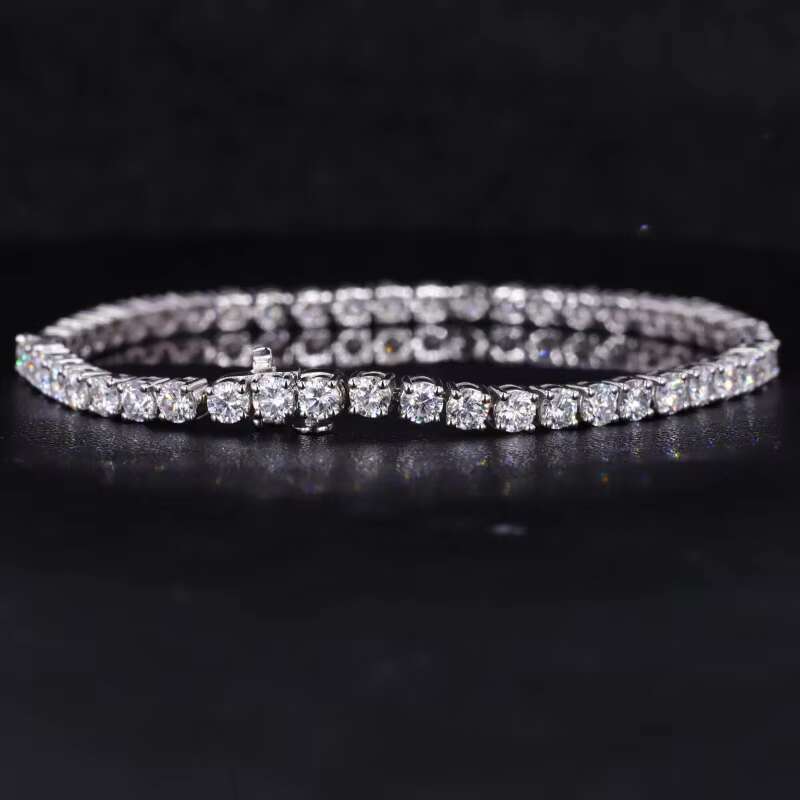 Starsgem Gold Silver 4mm Round Moissanite Tennis Bracelet Mossinate Diamond Chain Charm Bracelet Silver Moissanite Tennis Chain