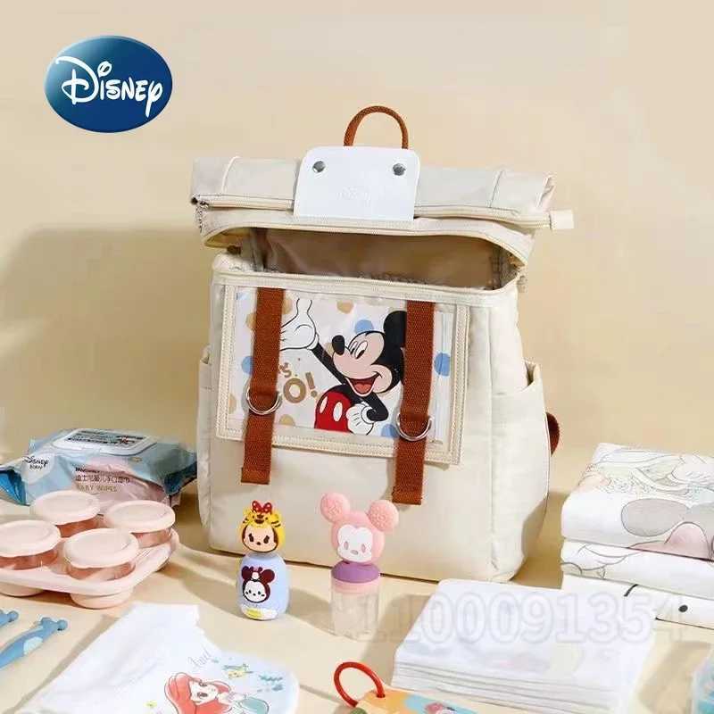 Disney Mickey New Diaper Bag Backpack Cartoon DIY Baby Diaper Bag Backpack High Quality High Capacity Baby Bag Multi FunctionalXJ250412