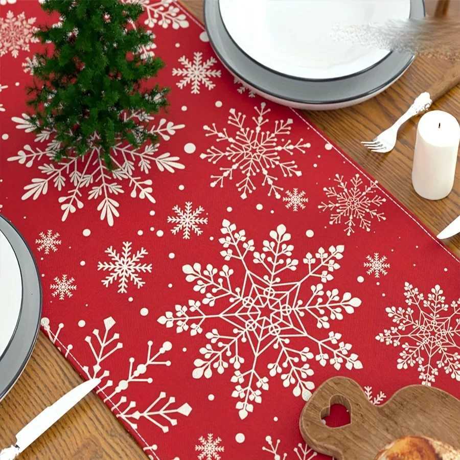 Christmas 1pc Christmas Snowflake Pattern Table Runner Festive Holiday Dining Decor for Xmas Warm Winter Gatherings Y251113