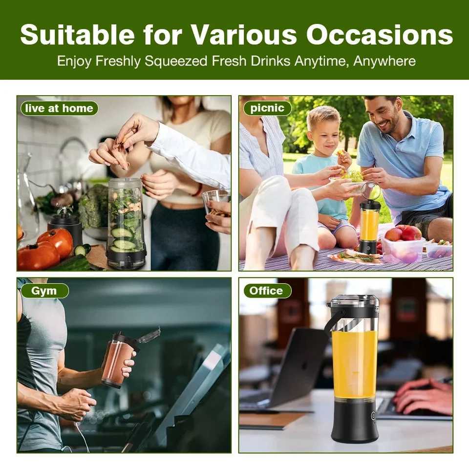 Foombthe Portable Blender Electric Juicer 500ML Fruit Mixers USB Rechargeable Smoothie Mini Blender Multifunction Juice Maker C251113