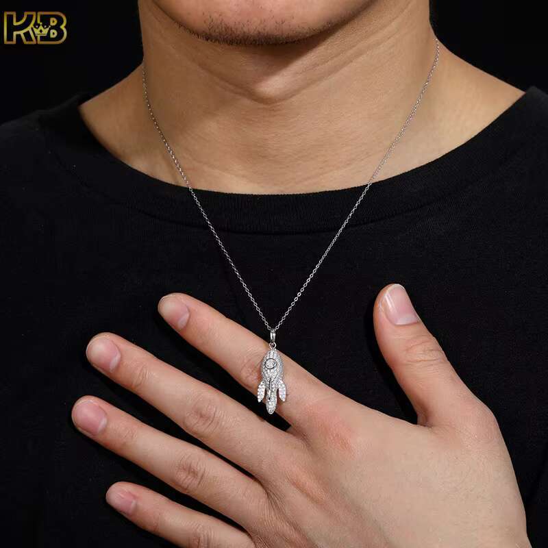 Hip Hop Luxury Moissanite 925 SilverPendant Iced Out Diamond Cut Stones Premium Jewelry Dazzling Bold Streetwear Statement