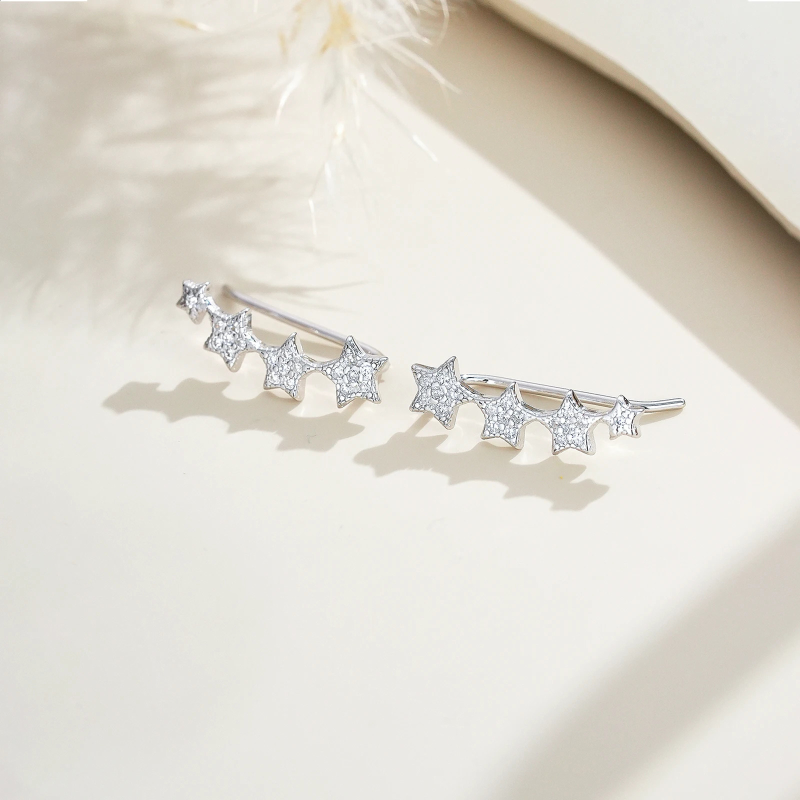 Vewant Womens 925 Pure Silver Star Zircon CZ Climbing Stud Earrings Wedding Anniversary Gift Jewelry 250409