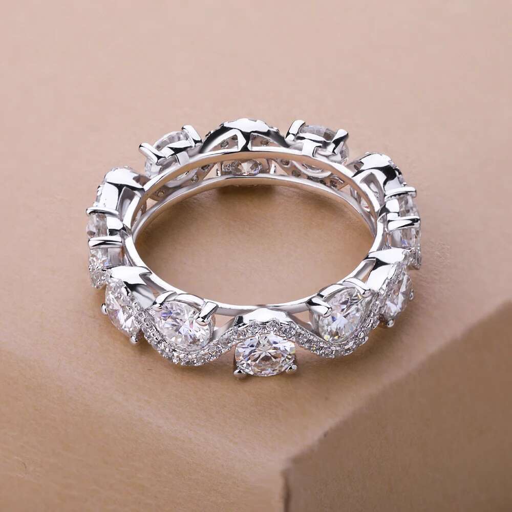 4mm Moissanite Stackable Engagement Ring for Women 925 Sterling Silver Plated 18K White Gold Wedding Band Fine Jewelry with GRA