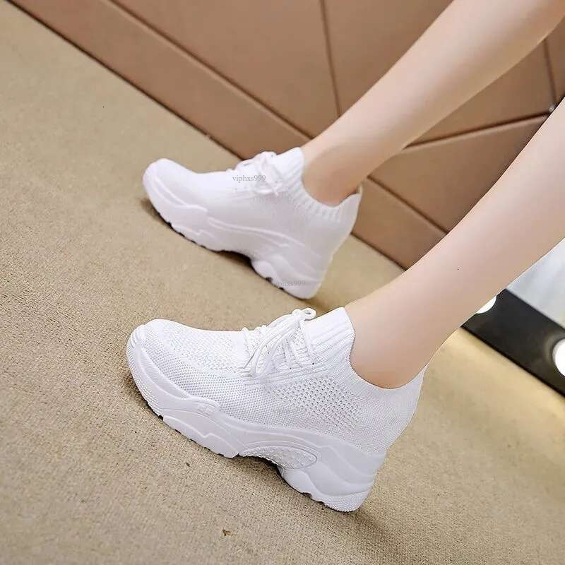 New Free Shipping Designer Shoes Inner Heightened Little White For Women 2025 Spring Flyknit Mesh Casual Sports Breathable Thick Sole Dad Shoes Summer