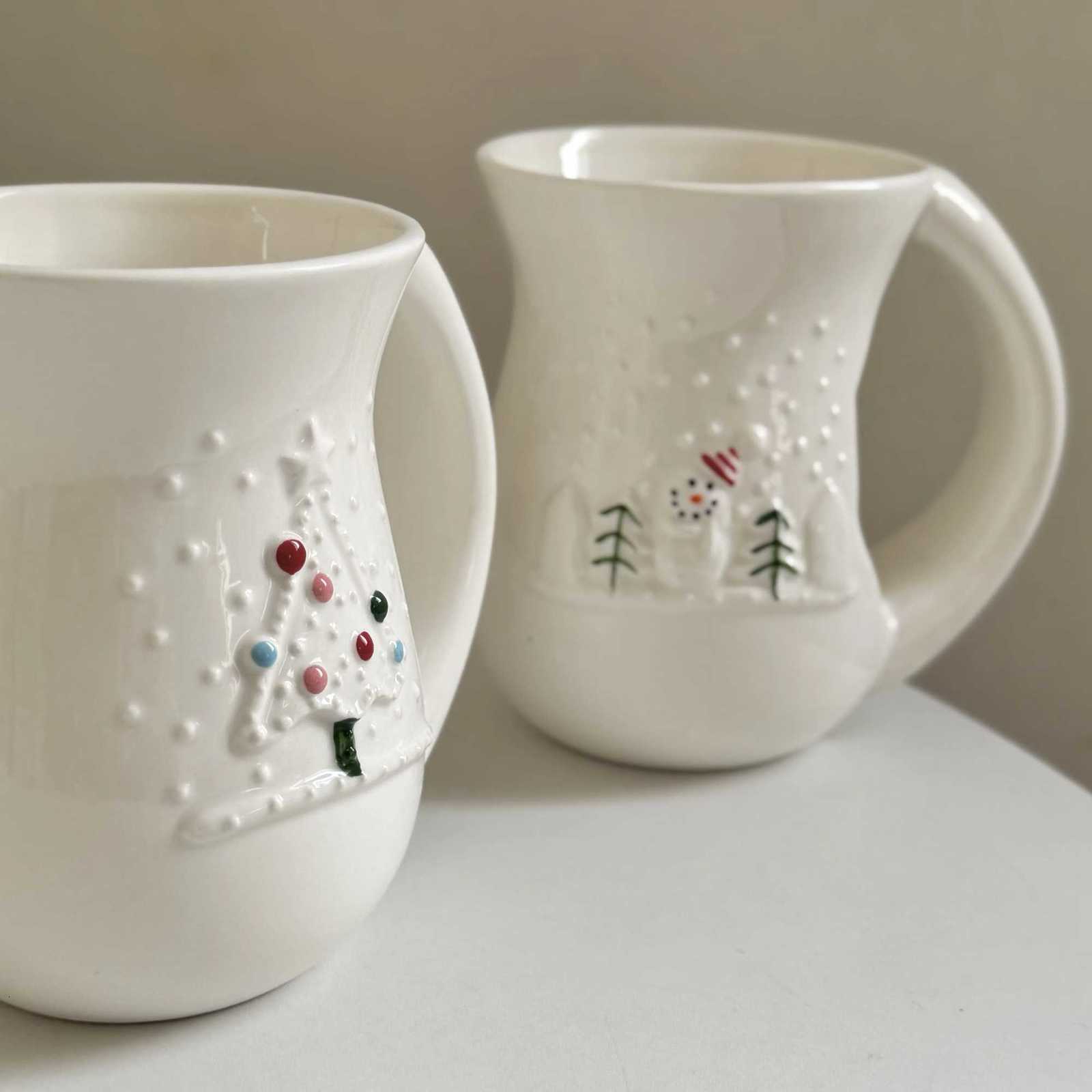 Christmas Christmas Tree Ceramic Plate Snowman Coffee Mug Dessert Snack Storage Tray Service Plate Kitchen Baking Tool Home Decoration Y251113