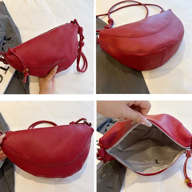 New Genuine Leather Women's Handbag Solid Color Simple Female Shoulder Bag Wallet Fashion Trend Women Saddle Bags Sac A Main
