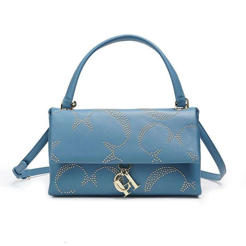 CHHC Handbag Solid Color Design Gold Rivet Decoration Party High-End PU Leather Women's Crossbody Bag