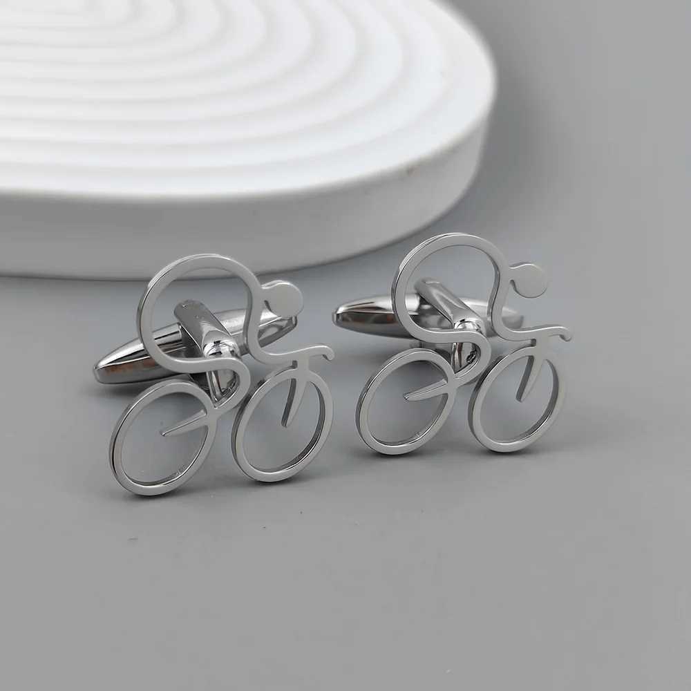 Silver fun bicycle racing hollow gold-plated cufflinks black French shirt cuff accessories matched with mens clothingT250412