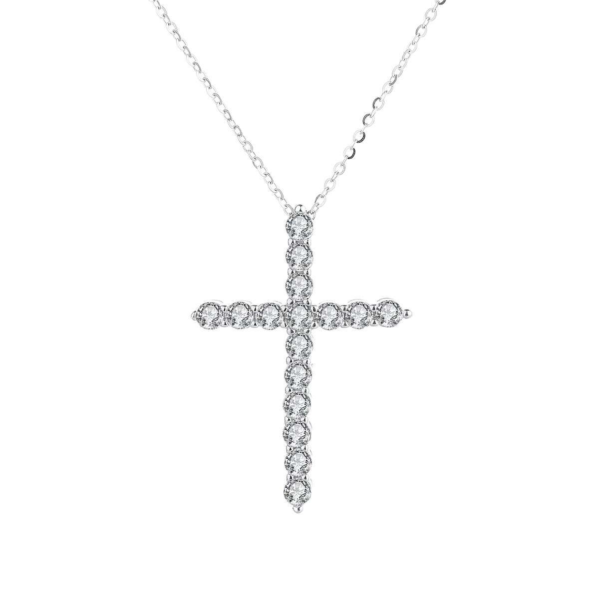 Dainty Cross Pendant VVS Full Moissanite Diamond Women Necklace S925 Sterling Silver For Women Jewelry