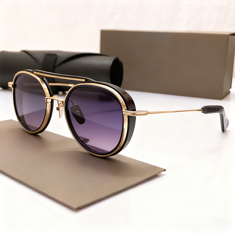 Sunglasses for women SPACECRAFT electroplated metal temple fashionable round frame UV400 Men sunglasses designer Luxury eyewear case