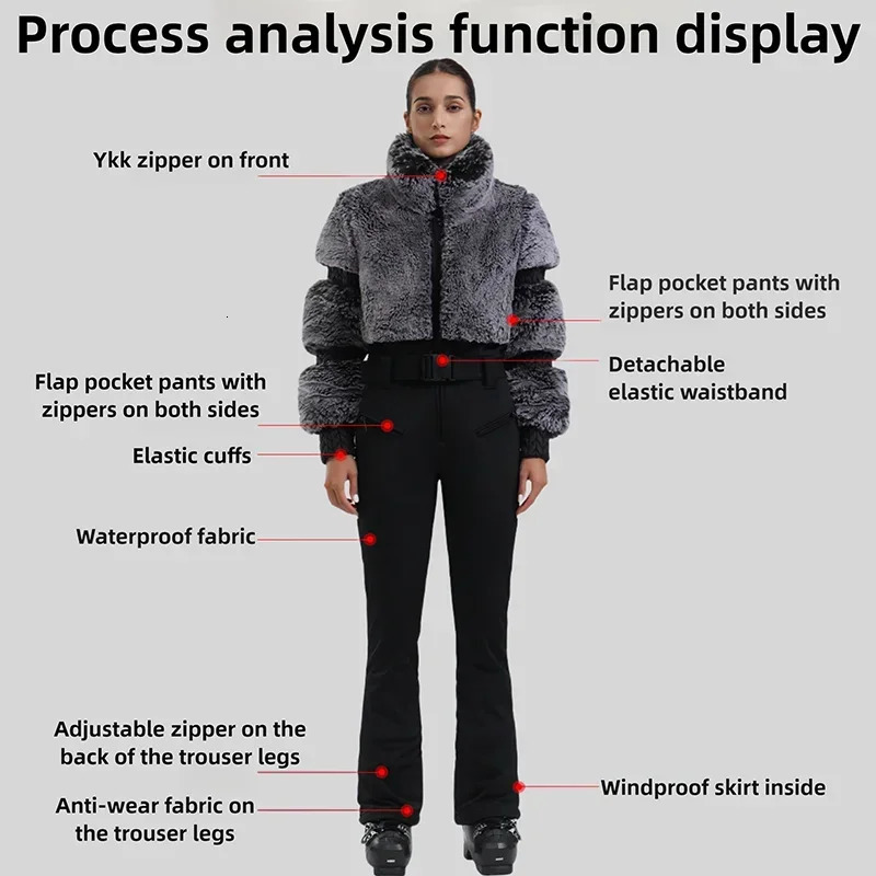 Women Slim Skiing Jumpsuit Snowfield Waterproof Adult Ski Clothes Female Winter Outdoor Sport Suit Warm Thick Snow Tracksuit 251111