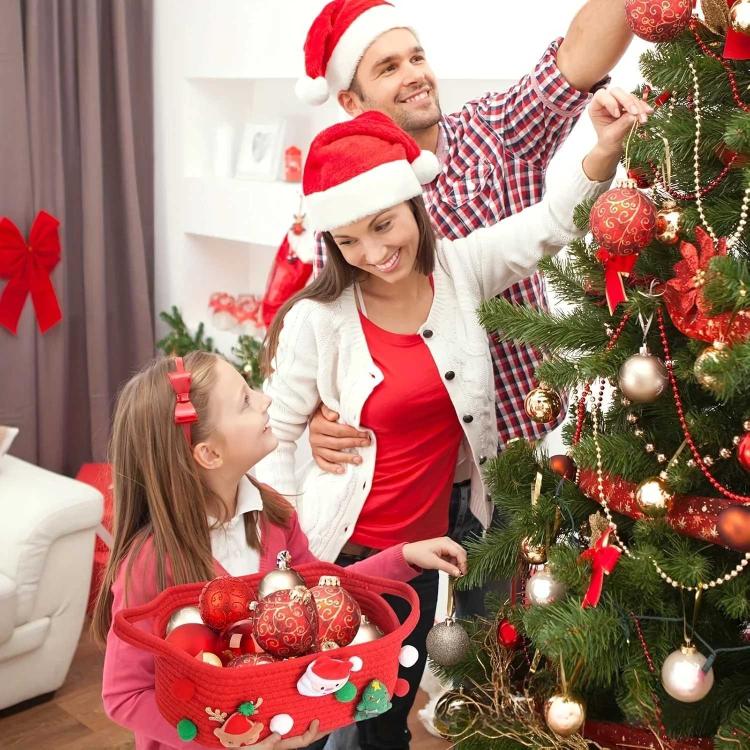 Christmas Decorative Christmas Gift Basket Hamper Box Treats Decoration for Celebration Party Birthday Housewarming Women Holiday Gather Y251113