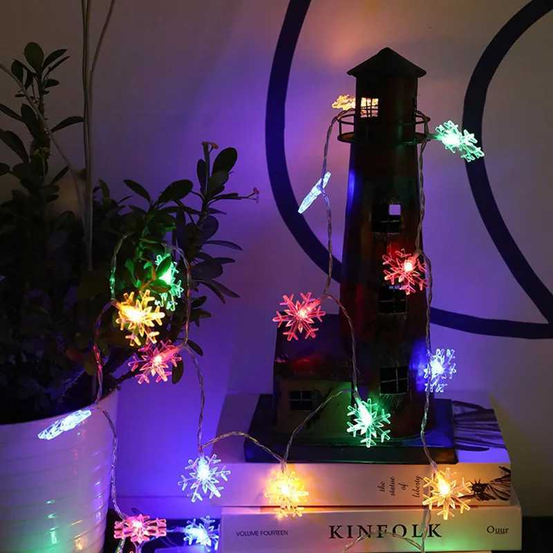 Christmas Fairy Light Snowflake LED String Light Garland Decoration for Home Xmas Santa Claus Gifts New Year Ornament M251113