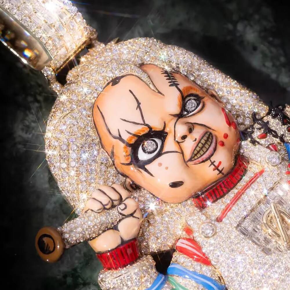 Fashion Popular Iced Out Custom 3D Horror Cartoon Pendant Brilliant VVS Moissanite Diamond Hip Hop High Quality Pendant Jewelry
