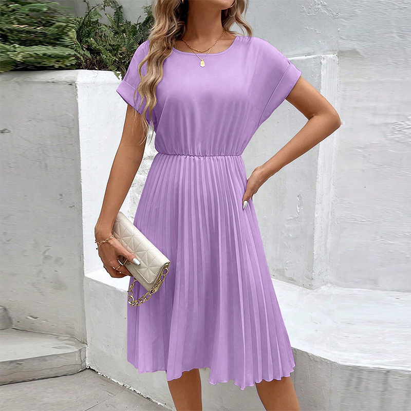 Wind Dress 2025 Spring/Summer New Collection Solid Color Loose Polyester A-line Skirt Womens Wear