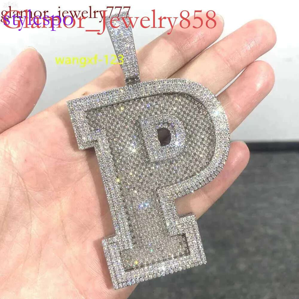 Custom Iced Out Baguette p Sier Vvs Moissanite Hip Hop Men 2.5 Inches Letter Pendant