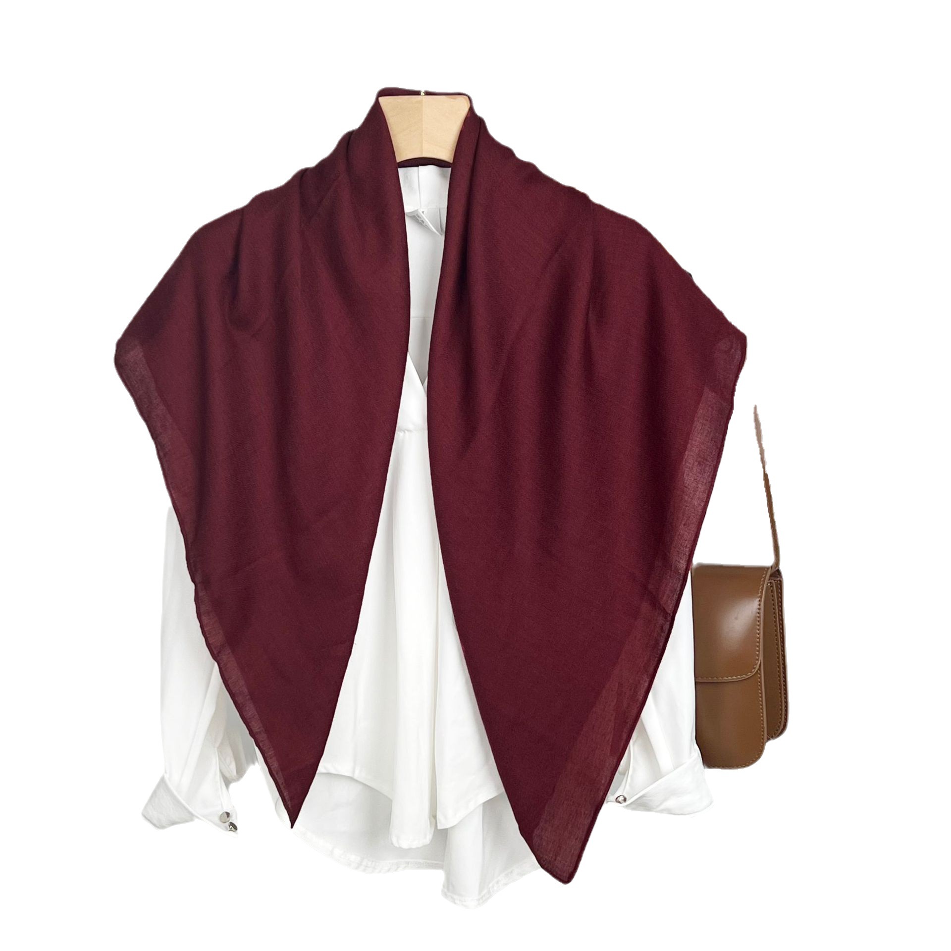 K386 Cross-border supply solid color 90 square scarf female ins style monochrome casual headband sunscreen shawl decorative silk scarf