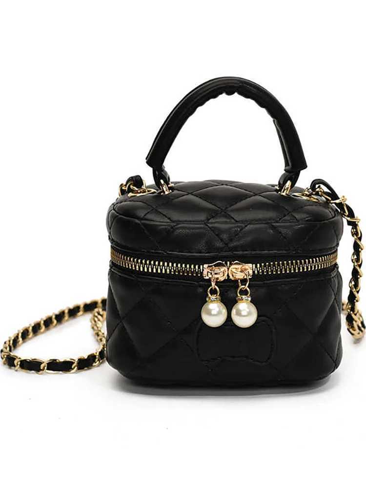 High-end Diamond Lattice Handbags Women New Pearl Zipper Versatile Commute Chain Crossbody Bags Luxury Designer Mini Lipstic BagW251112