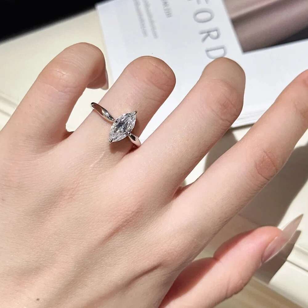 1-3CT Marquise Cut Moissanite Dia Engagement Ring For Women S Sterling Sier Wedding Band Jewelry Gifts With Certificate
