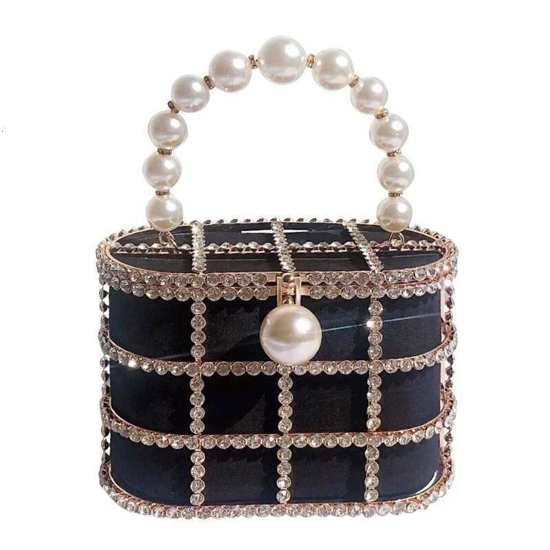 Dias Basket Evening Clutch Bags Women 2023 Hollow Out Preal Beaded Metallic Cage Handbags Ladies Wedding Party Purse