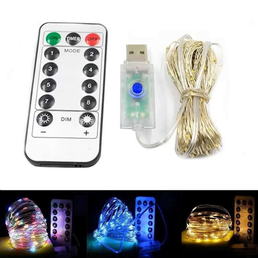 20m 10m Remote Control 8 Function LED Fairy Lights USB String Lights Christmas Garland New Year Wedding Party Garden Decoration W251112
