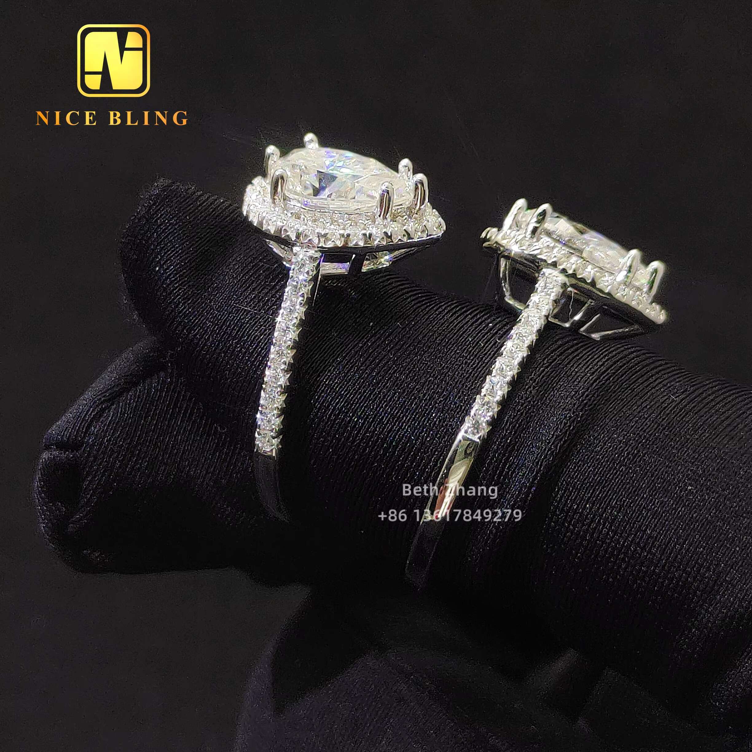 925 Silver Jewelry Halo Rings 2ct Pear Cut Diamond Engagement Rings Trendy Women Moissanite Wedding Ring