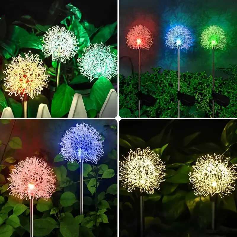 1PC Solar Dandelion LED Garden LightsStainless Steel Outdoor Lawn LampLandscape Decoration for VillaBalconyCourtyardGarden M251113