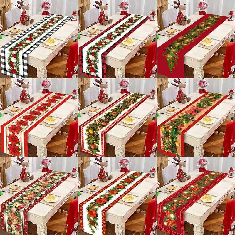 Christmas Christmas Table Runner Merry Christmas Decorations For Home 2024 Cristmas Table Flag Cover Navidad Noel Gift New year Tablecloth Y251113