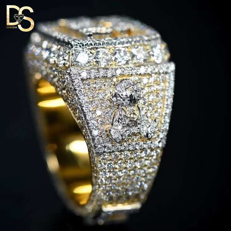Wholesale VVS Moissanite Hip Hop Ring Letter Baguette Cut 925 Silver Custom Initial Letter Rings