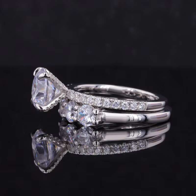 New Wedding Rings 925 Sterling Silver Lab Created Moissanite Diamond Rings Jewelry Women Round Cut Gemstone Engagement Ring Set