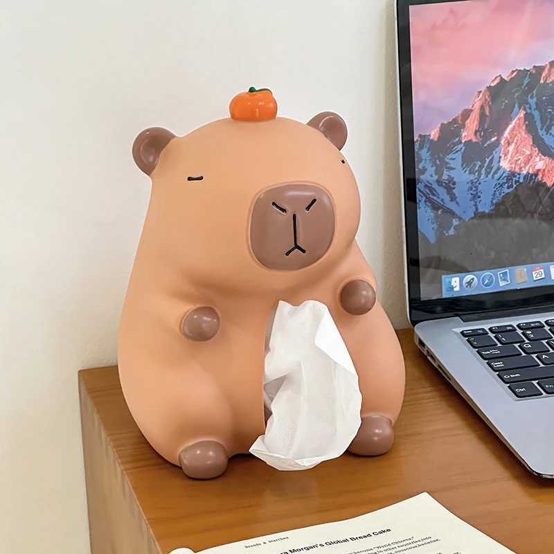 Cartoon Cute Capibala Tissue Box He Living Ro Desktop Paper Box Storage Decoration and Ornaments Y251112