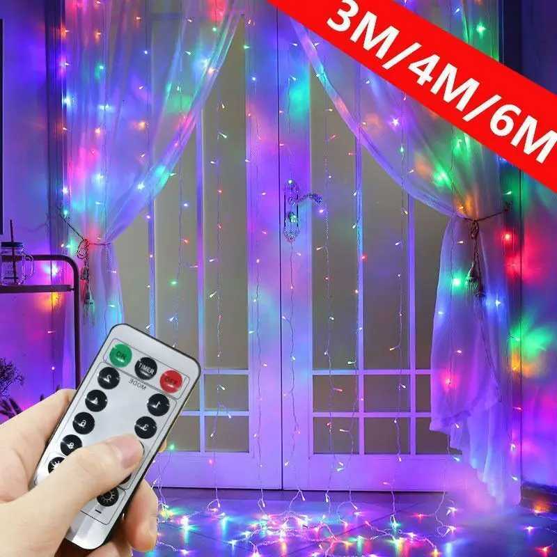 3M 4M 6M Outdoor 8 Mode Garden Light LED USB Curtain Light String Wedding Christmas Party Holiday Decoration Garland Fairy Light W251112