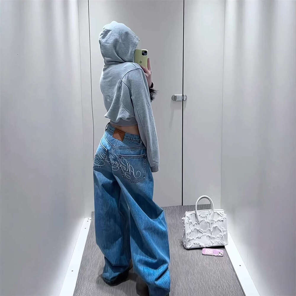 Designer clothing Jeans set with diamonds, explosive street, lazy 2025 summer new style, spicy girl, niche design, women's floor pants