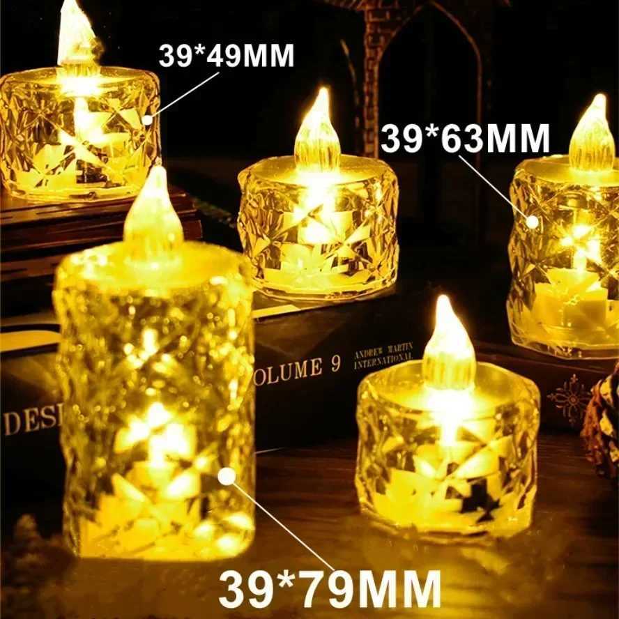 LED Crystal Candle Light 24/12PCS Flameless LED Light Candle Electronic Night Lamp Dating Party Holiday Home Wedding Decoration M251113