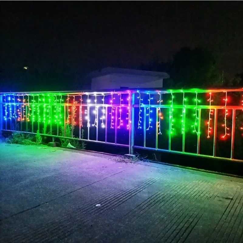 35/7M Solar Powered LED String Lights Waterproof for Garden Patio Outdoor Holiday Decoration Starry Icicle Lights for Christmas M251113