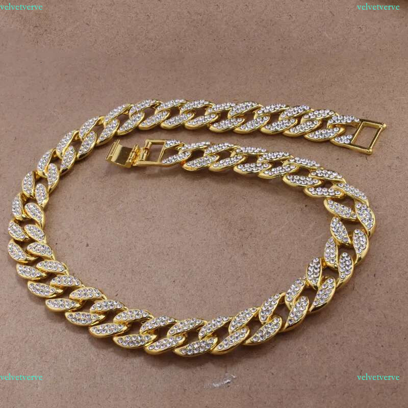 Hip Hop Bg Fashion Chains Jewelry Mens Gold Sier Miami Cuban k Chain Dia Iced Out Chian Necklaces