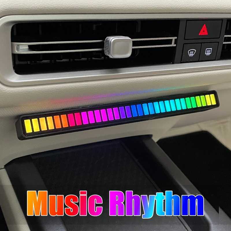 LED RGB USB pickup light bar sound control music rhythm strip lamp color ambient for car atmosphere computer gaming rechargeable W251112