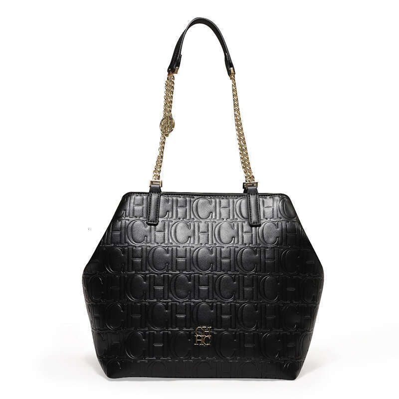 CH Women's Shoulder Bag Hexagonal High-End Fashion Solid Color Large Capacity Handbag Letter Printing Embossed Design