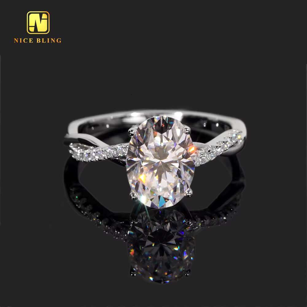 Factory Price Wedding Ring VVS Moissanite Diamond Fine Jewelry Oval Cut 925 Sterling Silver Rings Engagement Ring for Women