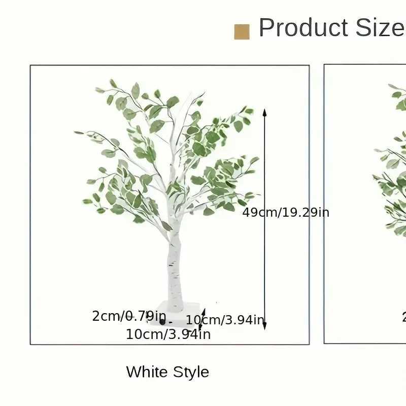 1PC Led Tree Light Indoor Simulation Green Leaves White Birch Tree Home Decoration Lights Christmas Party Popular Luminous Tree M251113