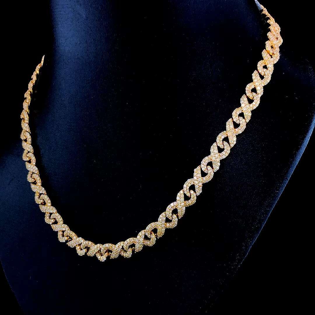 Hip Hop 14mm Moissanite Stone Necklace AAA Cubic Bling Miami Choker Iced out Jewelry for Party Occasions